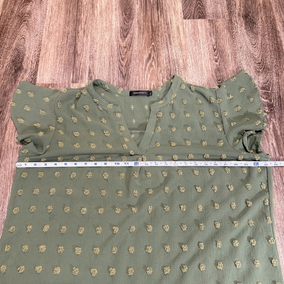 Merokeety Dark Sage Green Blouse Sz:2XL Cottagecore Boho Romantic Whimsy - Picture 3 of 5